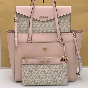 Michael Kors Maisie Large Pebbled Leather 3-in-1 Tote Bag Powder Blush
